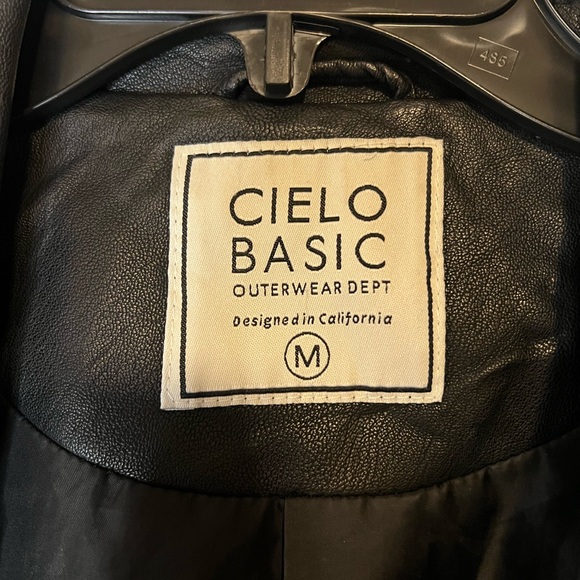 Cielo Basic - Black Faux Leather Biker Jacket - Picture 2 of 6